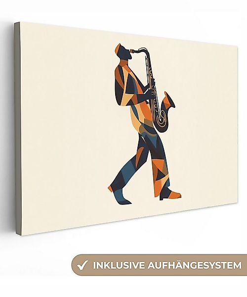 OneMillionCanvasses® Leinwandbild Saxophon - Abstrakt - Person - Blau, Foto günstig online kaufen