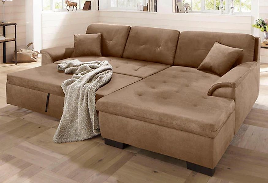 Home affaire Ecksofa "Bergen" wahlweise mit Bettfunktion L-Form günstig online kaufen