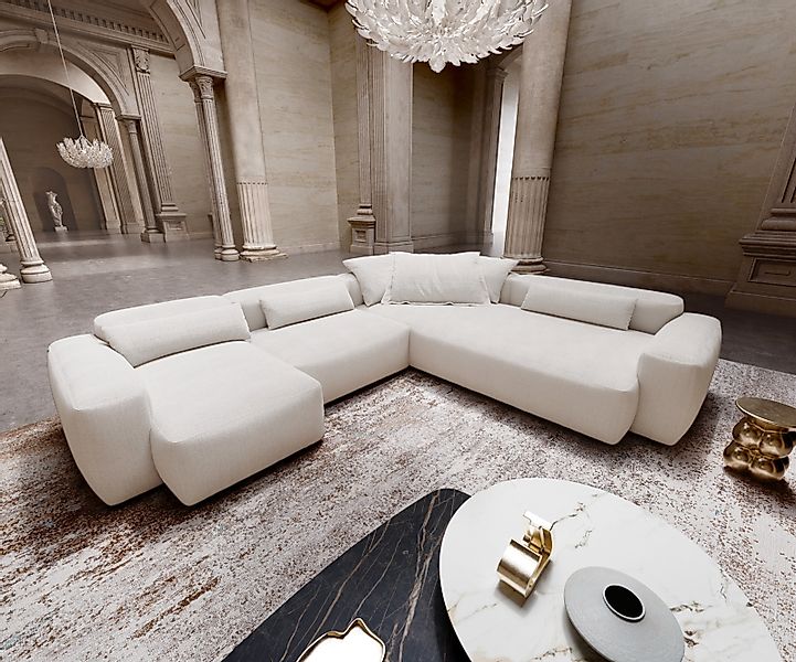 Wohnlandschaft Freestyle Pure 360x290 cm Bouclé Soft Beige günstig online kaufen