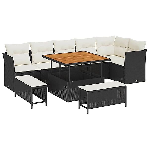 vidaXL Garten-Sofa-Set 9-Tlg Schwarz Poly Rattan 3361495 günstig online kaufen