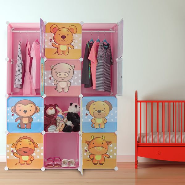 relaxdays Kinderkleiderschrank Steckregal Kinderzimmer mit Motiv günstig online kaufen