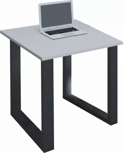 VCM Holz Schreibtisch Computertisch Arbeitstisch Büromöbel Lona U SW grau günstig online kaufen
