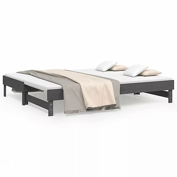 Vidaxl Tagesbett Ausziehbar Grau 2x(80x200) Cm Massivholz Kiefer günstig online kaufen