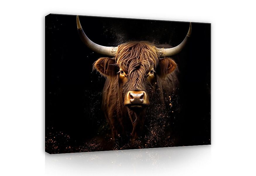 Wallarena Leinwandbild Kuh Schottisches Highland Cow Tiere Wandbild Wandbil günstig online kaufen