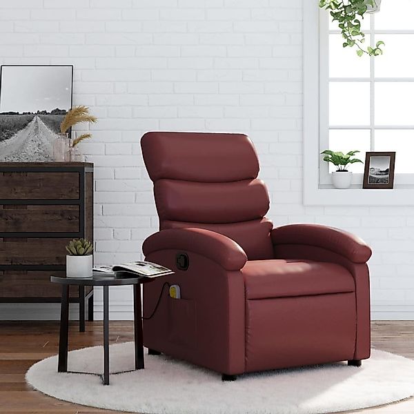 vidaXL Sessel Massagesessel Weinrot Kunstleder (1-St) günstig online kaufen