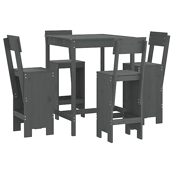 vidaXL 5-tlg Gartenbar-Set Grau Massivholz Kiefer Modell 4 günstig online kaufen
