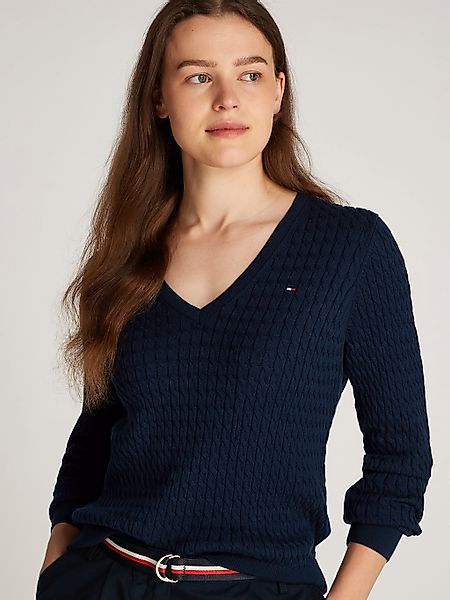 Tommy Hilfiger V-Ausschnitt-Pullover CO CABLE V-NK günstig online kaufen