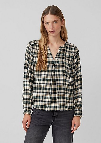 s.Oliver Langarmbluse Bluse Karo-Bluse mit Faltendetail und elastischen Ärm günstig online kaufen