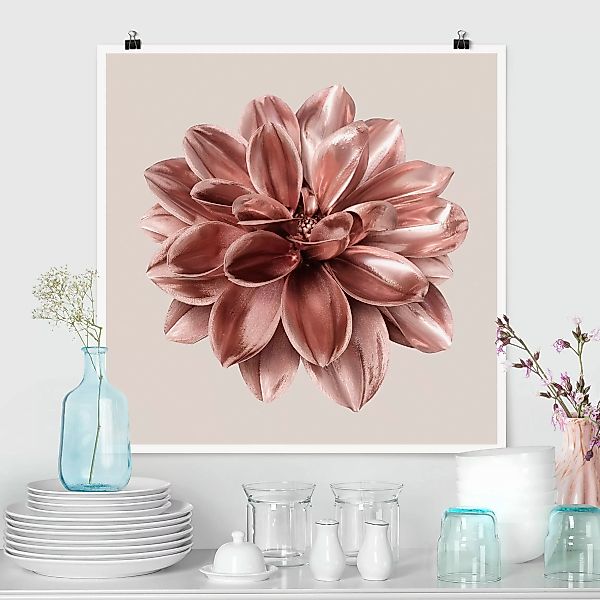 Poster Dahlie Blume Rosegold Metallic günstig online kaufen