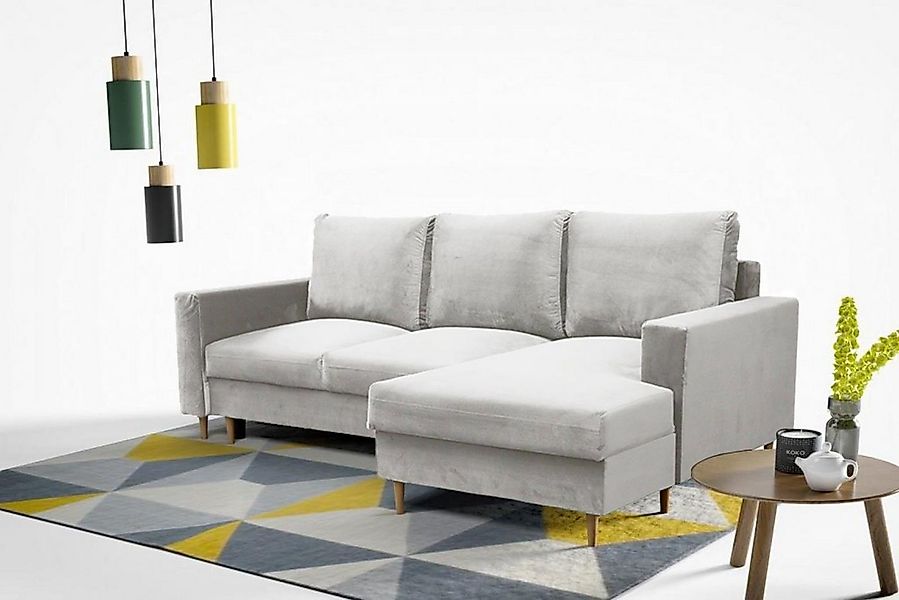 Beautysofa Polsterecke mit Schlaffunktion und Bettkasten DAVE, im Skandinav günstig online kaufen