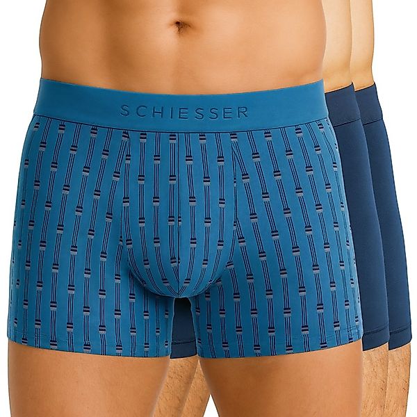 Schiesser 3-er Set Trunks Blau & Blau Gemustert günstig online kaufen