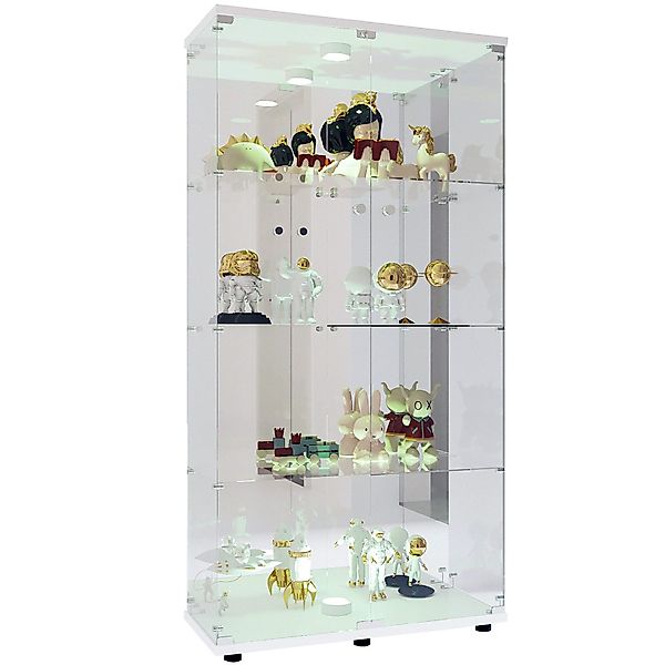 FUROKOY Glasvitrine Glasvitrine Glas Standvitrinen, Vierfach-Vitrine günstig online kaufen