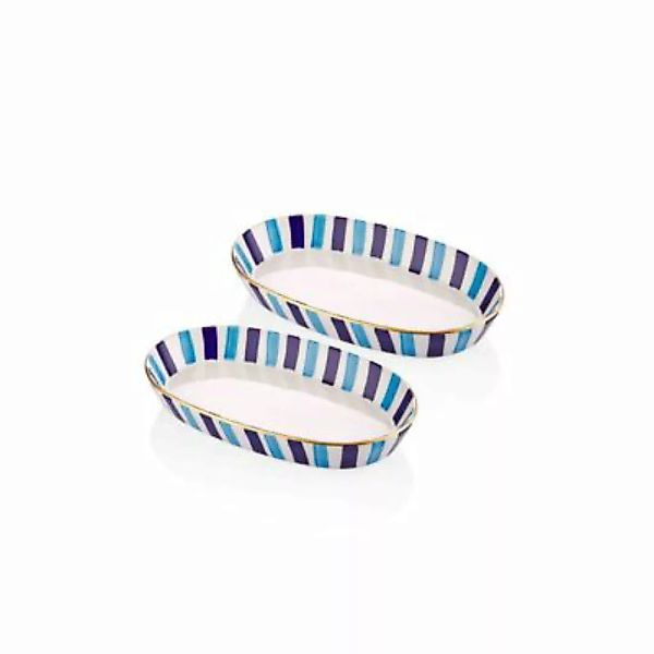 THE MIA Fez ovaler Servierteller 2-tlg. Set 15 x 25 x 4 cm blau günstig online kaufen