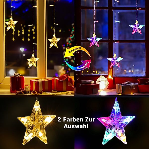 Elegear Lichtervorhang 160/188cm Bunt&Warmweiß Lichterkette mit günstig online kaufen