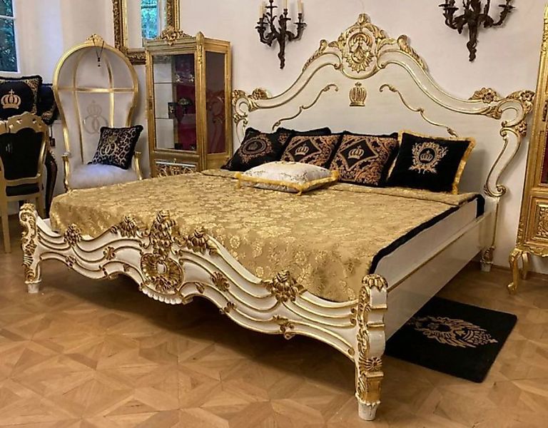 Casa Padrino Bett Pompöös by Casa Padrino Luxus Barock Doppelbett Creme / G günstig online kaufen