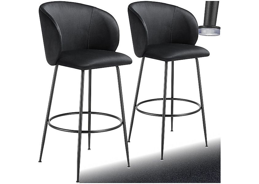 tectake Barhocker Barstuhl Luana, mit Rückenlehne, Samtoptik, 51 x 60 x 106 günstig online kaufen