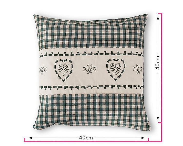 wometo Kissenbezug Landhaus Karo mit Stickerei Herz oder Hirsch, 40x40 cm, günstig online kaufen