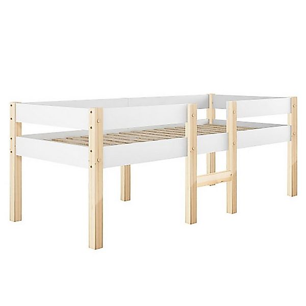 Celya Kinderbett 90x200cm Bett mit Rausfallschutz, Kiefer-Vollholz günstig online kaufen