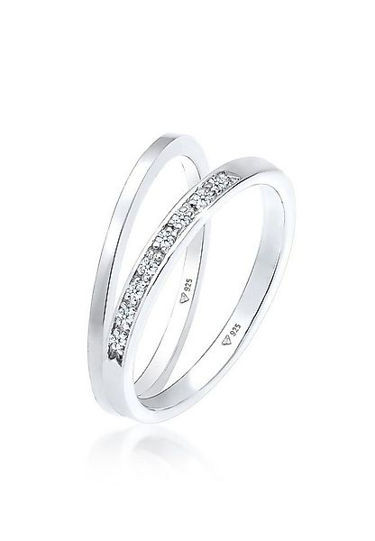 Elli DIAMONDS Diamantring Basic Memoire Diamant Stapel Ring-Set 925 Silber, günstig online kaufen