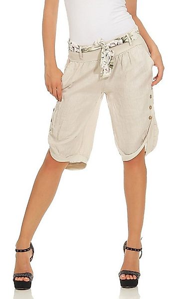 Mississhop Leinenhose Damen-Bermuda-Shorts aus 100 % Leinen – luftig, natür günstig online kaufen