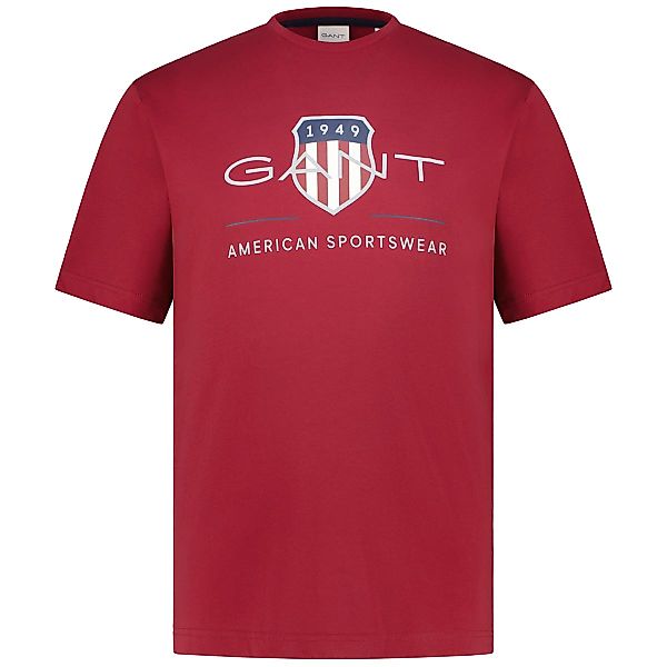 Gant T-Shirt mit Label-Print Farbe dunkelrot Größe: 3XL günstig online kaufen