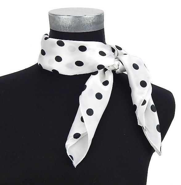 Ella Jonte Halstuch, kleines Rockabilly Tuch Seidenmischung weiß mit schwar günstig online kaufen