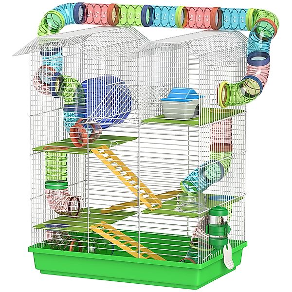 PawHut Käfig für Hamster Mäuse Kleintiere Nagetiere mit Tunnel Futtertrog L günstig online kaufen