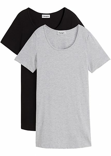 bonprix T-Shirt Packung, 2 lockerer loose fit, Halbarm, Longshirt günstig online kaufen