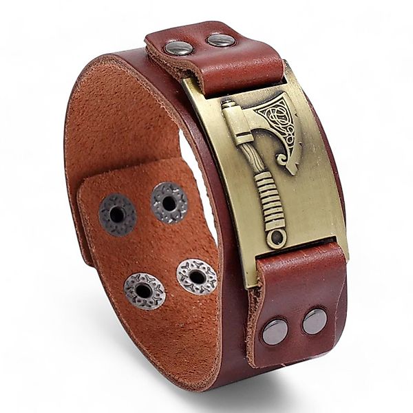 Eyecatcher Lederarmband Wickinger Axt Silber Bronze Gold Armband verstellba günstig online kaufen