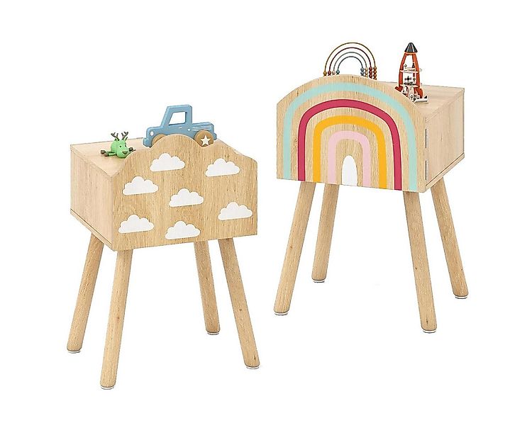 COSTWAY Nachttisch (2-St), Kinder, Nachtschrank mit kleinem Schrank & Massi günstig online kaufen