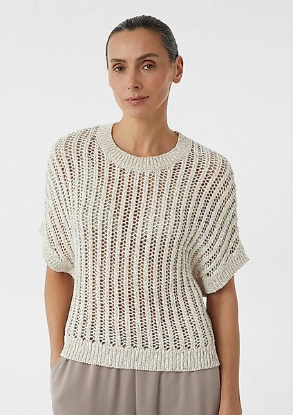 comma Kurzarmpullover Strickpullover Loose-Fit-Strickpullover mit Paillette günstig online kaufen