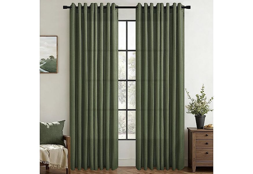 Topfinel Gardine Leinenoptik Gardinen mit Ösen Vorhänge für Wohnzimmer (2 S günstig online kaufen