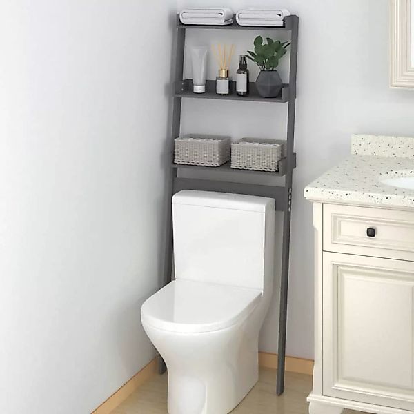 Vidaxl Toilettenregal Grau 63,5x32x179 Cm Massivholz Kiefer günstig online kaufen