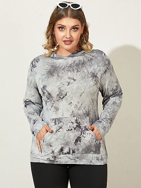 YOINS Plus Größe Tie Dye Taschen Design Kapuzen Design Langarm Sweatshirt günstig online kaufen