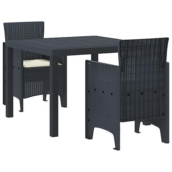 vidaXL 3-tlg Garten-Essgruppe mit Kissen Anthrazit Poly Rattan 3378676 günstig online kaufen
