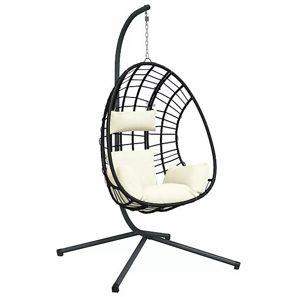 vidaXL Hängesessel Ei-Design mit Ständer Beige Rattan und Stahl 2096909 günstig online kaufen