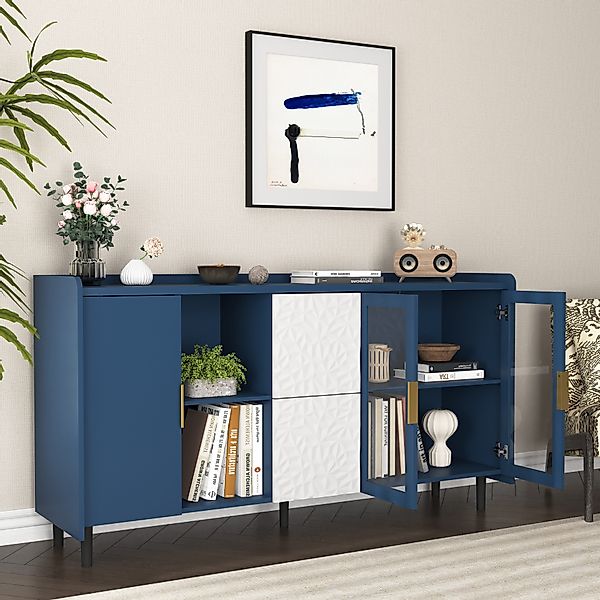 REDOM Sideboard Modernes Küchenbuffet (mit Glastüren, günstig online kaufen