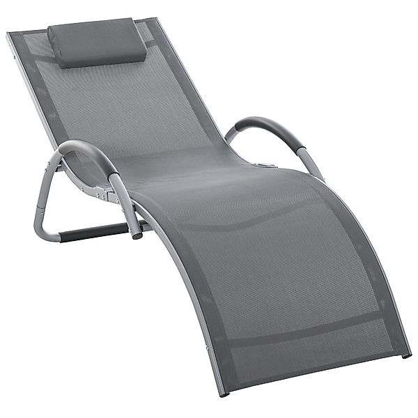 Outsunny Gartenliegen mit Kissen Ergonomisch Dunkelgrau günstig online kaufen