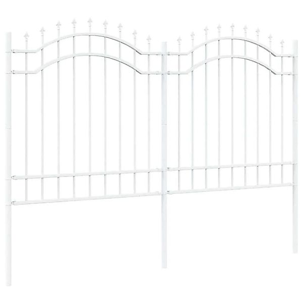 vidaXL Gartenzaun Weiß 165 cm Pulverbeschichteter Stahl 42003970 günstig online kaufen