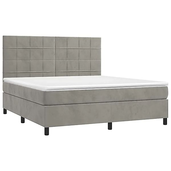 vidaXL Boxspringbett mit Matratze Hellgrau 160x200 cm Samt 3143031 günstig online kaufen