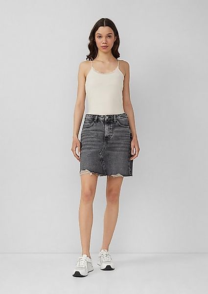 QS Minirock Denimrock mit offenem Saum günstig online kaufen