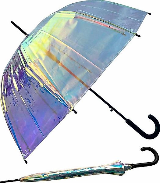 HAPPY RAIN Stockregenschirm Glockenschirm Shiny mit Automatik transparent, günstig online kaufen