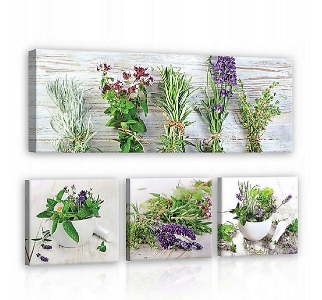 Wallarena Leinwandbild Küche Gewürze Kräuter Wandbild Wandbilder Leinwandbi günstig online kaufen