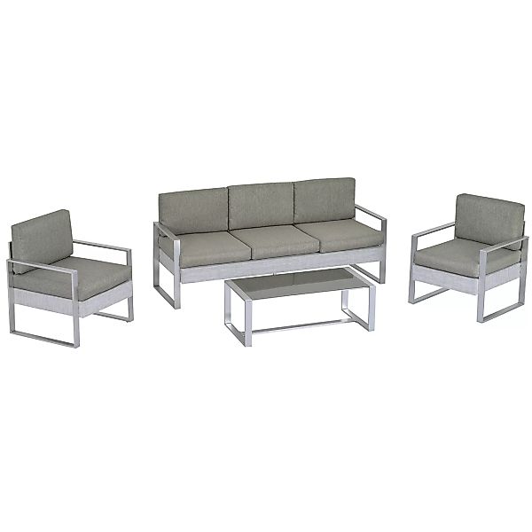 Outsunny Gartenmöbel Sofa Set für 5 Personen mit Alu. Teetisch mit gehärtet günstig online kaufen