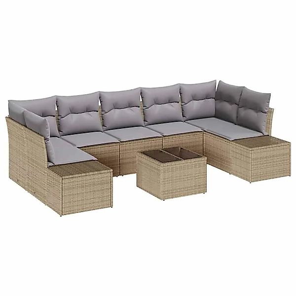 vidaXL Gartensofa-set mit Kissen 8-Tlg Beige und Grau Poly-Rattan 3355649 günstig online kaufen