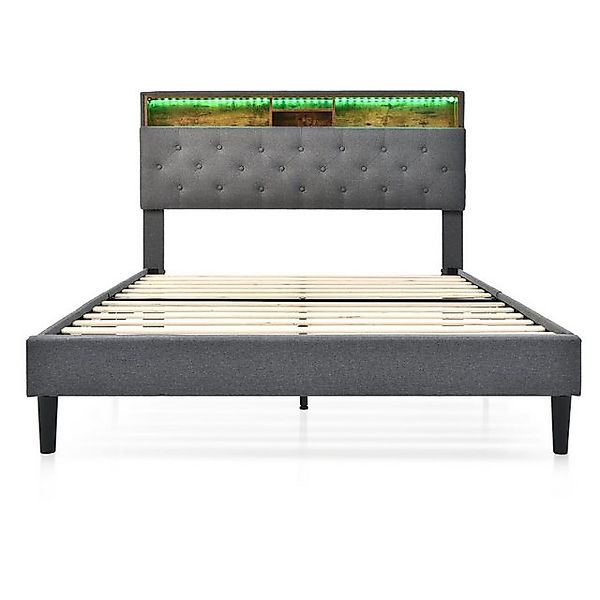BlingBin Polsterbett Bett (mit LED-Beleuchtung, Lattenrost aus Holz, 140×20 günstig online kaufen