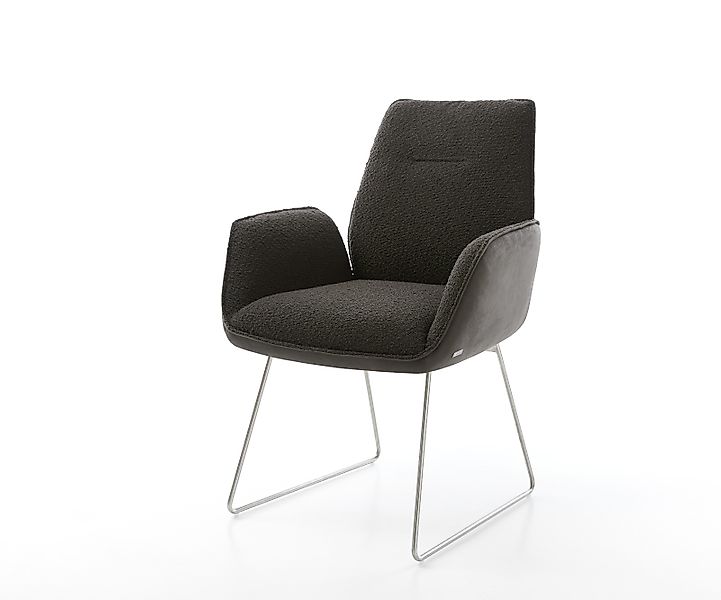 Esszimmerstuhl Zoa-Flex Materialmix Schwarz Kufengestell Edelstahl Taschenf günstig online kaufen