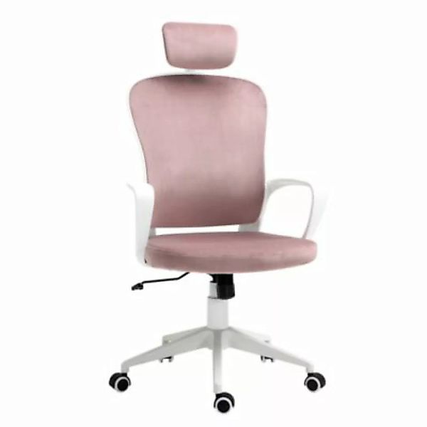 Vinsetto Bürostuhl  mit Armlehne und Kopfstütze rosa günstig online kaufen