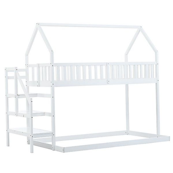 i@home Etagenbett Hausbett mit Treppe, Kinderbett mit Fallschutz und Gitter günstig online kaufen