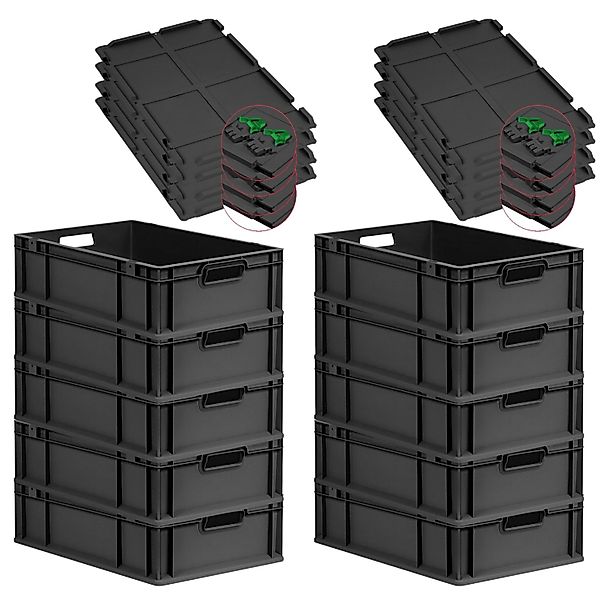PROREGAL SuperSparSet 10x Eurobox Nextgen Grip Mit Scharnierdeckel Und Grün günstig online kaufen